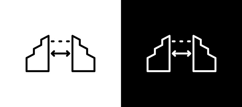 Gap Line Icon On White and Black Backgrounds.   