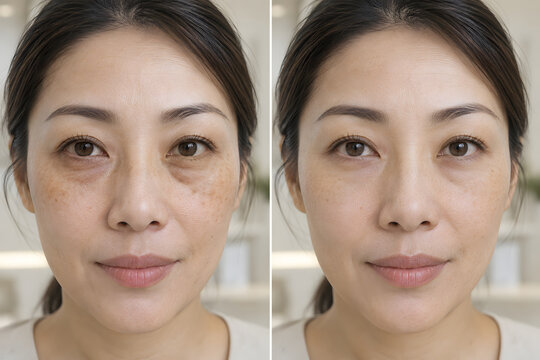 Lower Eyelid Contour Before and After Asian Woman