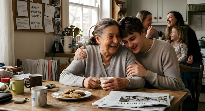 Warm and Authentic Multigenerational Family Gathering at Home