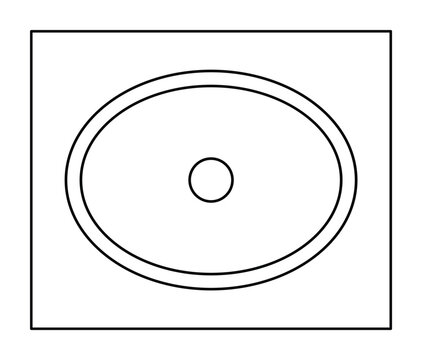 Oval dining table top view black line furniture vector icon design.