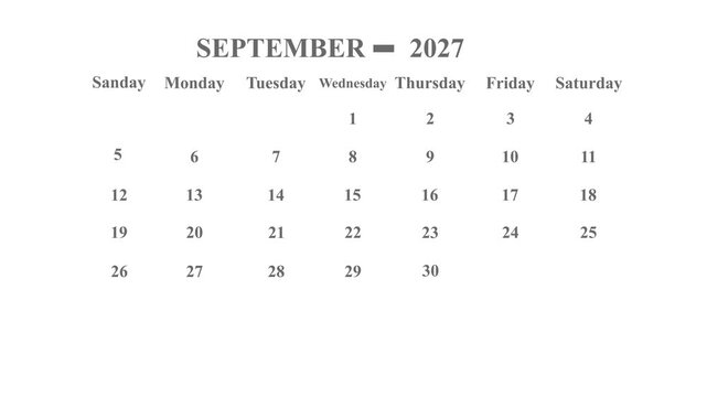 September 2027 calendar icon page by month ...