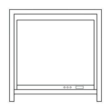 Interactive digital whiteboard icon linear design for education.