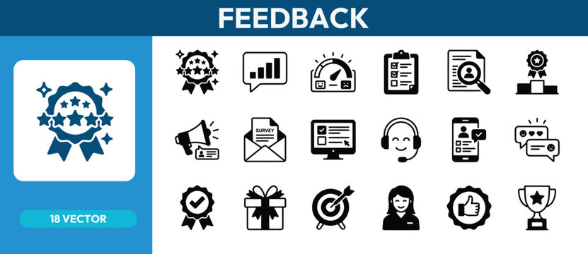 Customer feedback rating vector icon set