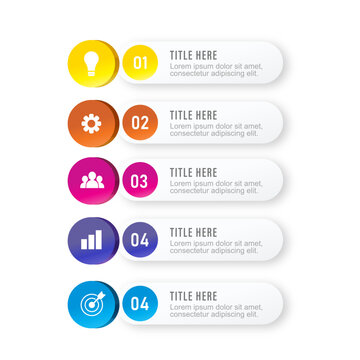 5 steps vertical timeline infographic template with 3D circle nodes vector