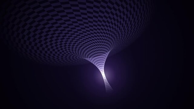 Abstract 3d digital illustration of a glowing vortex tunnel with checkered pattern