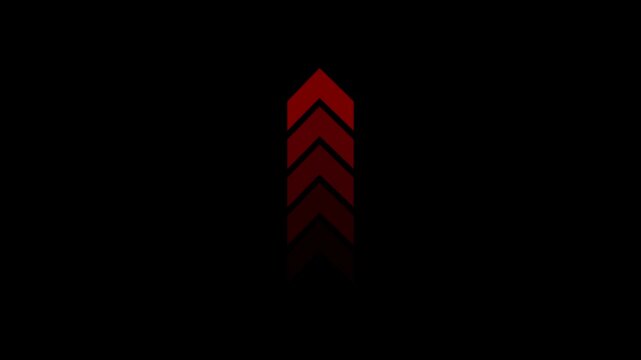Red glowing arrow icon pointing up against a black background