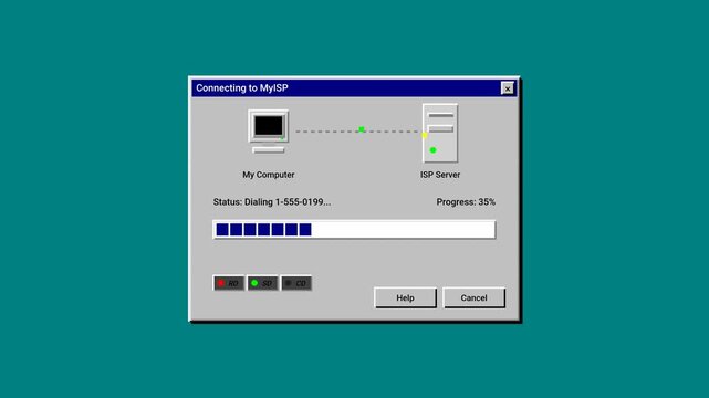 Retro Modem Dial-Up Connection Status Panel Animation