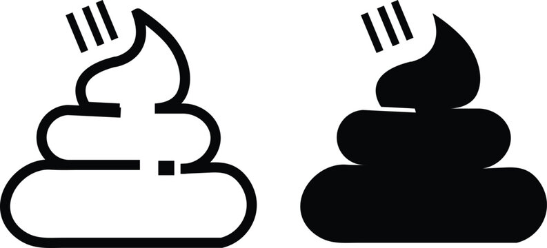 Set of poop icons, vector illustration of a pile of excrement, flat design style, simple graphic symbol for web or mobile app