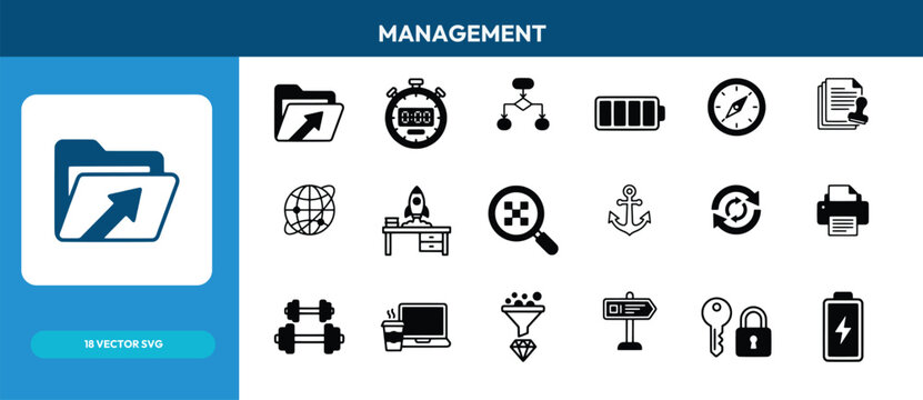 Management vector icon set corporate