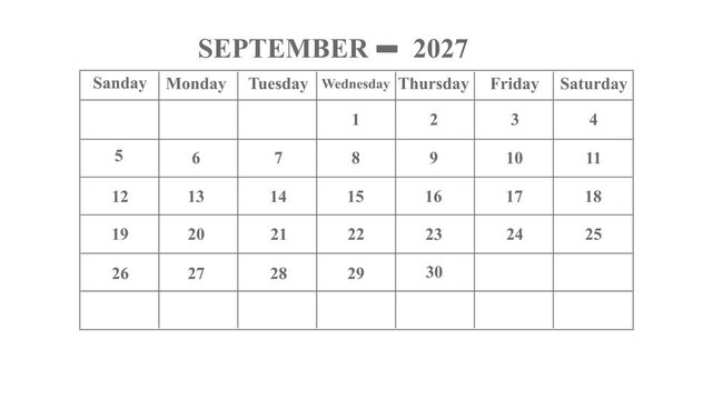 September 2027 calendar icon page by month ...