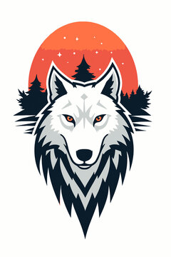 Mystical Wolf &mdash; Geometric Vector Art with Forest Sunset