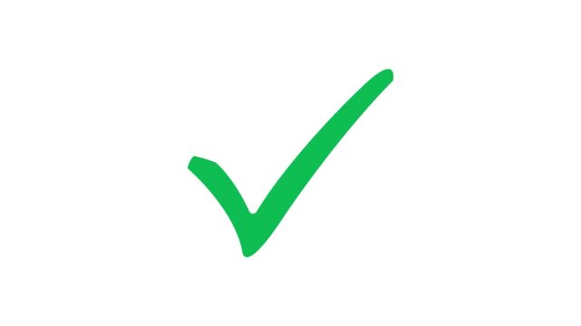 Green Tick Mark Animation with 3D Check Icon, Successful Approval and Positive Confirmation Symbol, Dynamic Motion Graphic Element on Transparent Background, 4K Alpha Channel Video Overlay