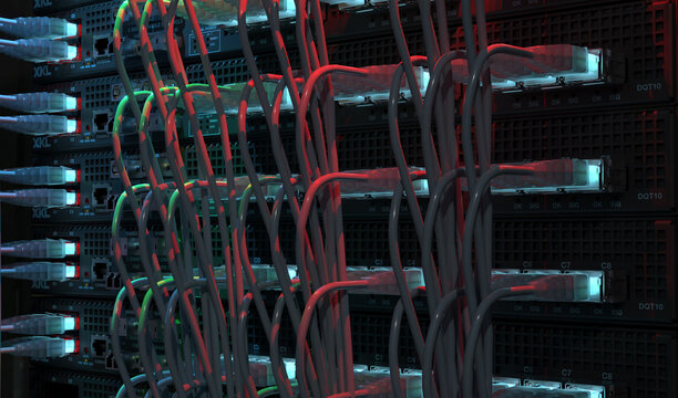 Server Room Network Infrastructure, data center, server rack, network cables