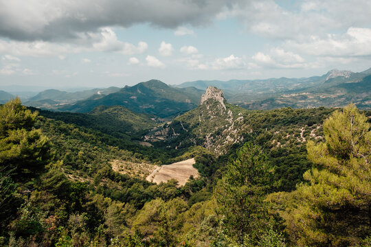 Panoramic view of Rocher Saint-Julien ridge and surrounding mountain landscape
