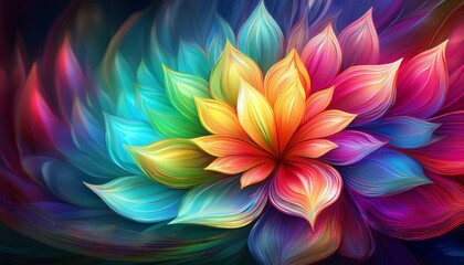 Fototapeta premium Fantasy Spectral Rainbow Flower Wallpaper Background Illustration