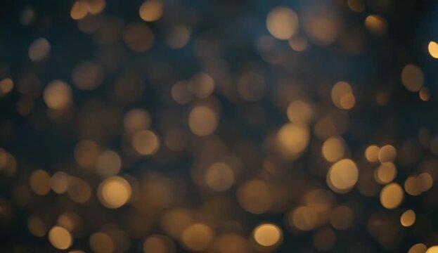 Golden bokeh orbs glowing on dark blue background, 4K video

