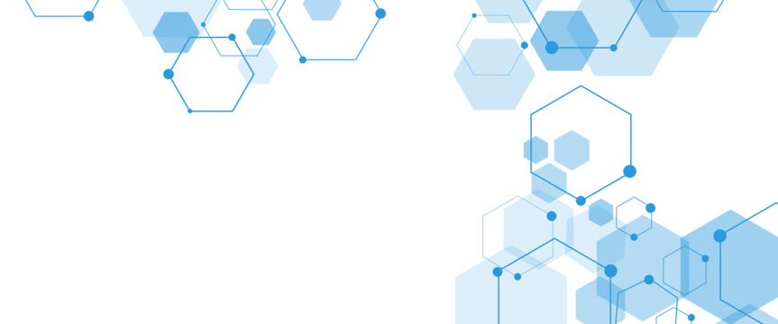 Vector digital science network geometric hexagonal dots and lines elements medical png technology illustration abstract background
