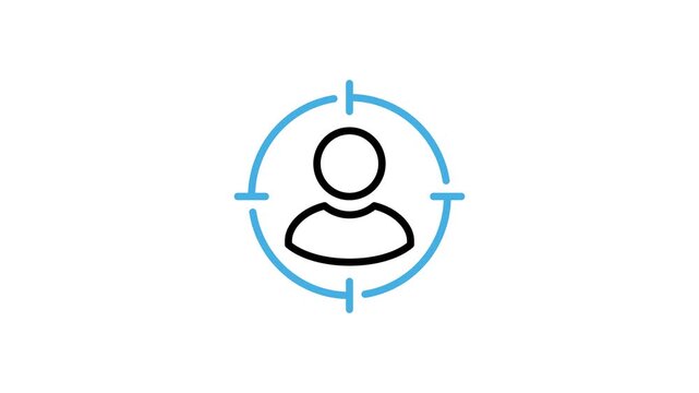 Animated targeting or recruiting person, people, human icon for headhunting, business, recruit, hiring, employee candidate, resource, job, professional staff. Motion graphics video with alpha channel