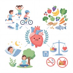 Fototapeta premium Preventive Cardiology and Lifestyle Interventions Educational Illustration