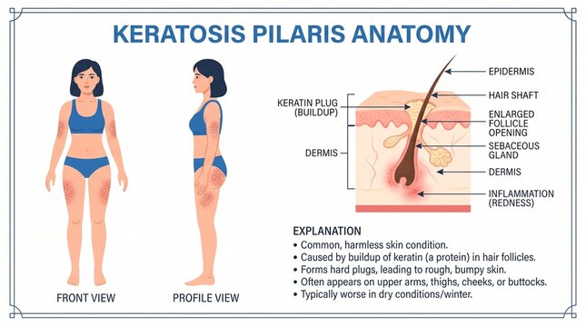 Educational Medical Infographic Showing Keratosis Pilaris Anatomy With Human Skin Diagram