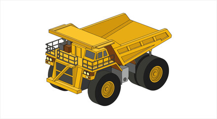 Heavy Duty Yellow Mining Dump Truck Illustration. © ahmad