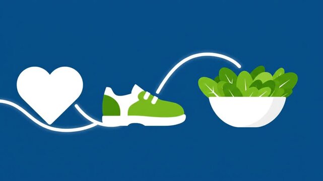 Healthy lifestyle icons for fitness nutrition and heart wellness
