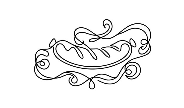 Grilled Sausage Continuous One Line Icon