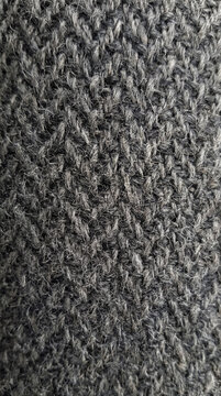 Grey Melange Coarse Tweed Wool Twill Weave Suiting Fabric Texture