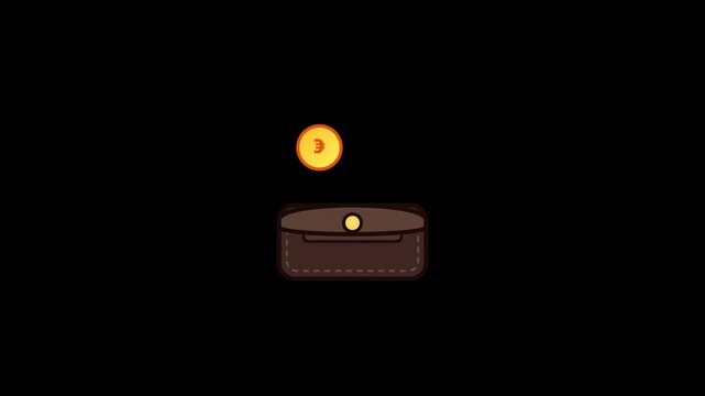 Gold coins falling into digital wallets on dark background