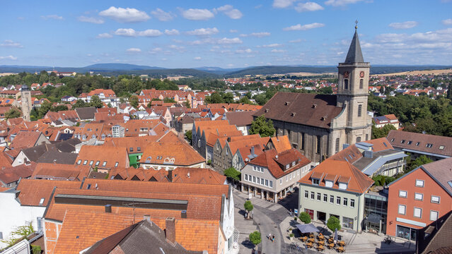 view of the old town Bad Neustadt an der Saale in the Rh&ouml;n Bavaria Germany