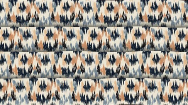 Seamless Native American Ikat Fabric Pattern Loop Motion Graphic.