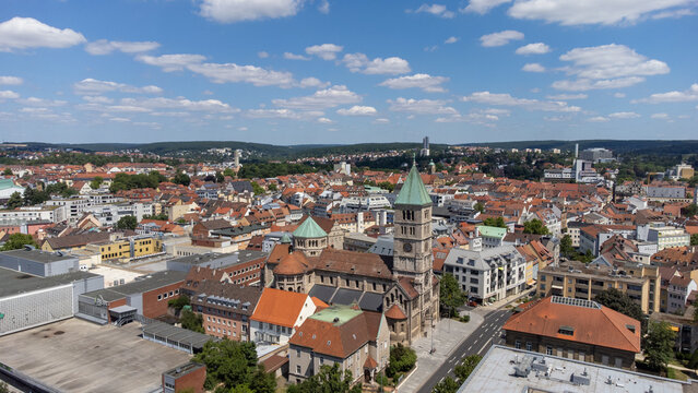 view of the city schweinfurt in bavaria from above