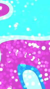 Abstract background with vibrant pink and cyan wavy shapes and sparkling bokeh light effects.