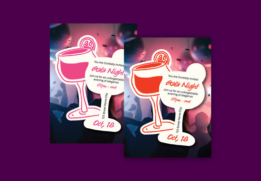 Red Pink Modern Hand Drawn Aesthetic Gala Night Invitation