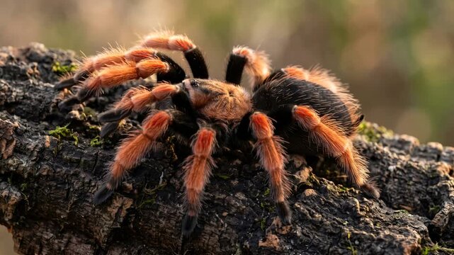 mexican fireleg tarantula close up at morning light in michoacan mexico video