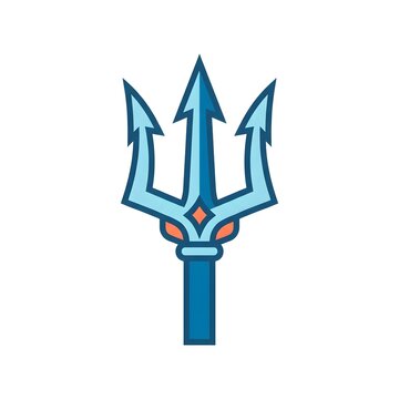 Blue Trident Icon for Gaming and Mythology Design