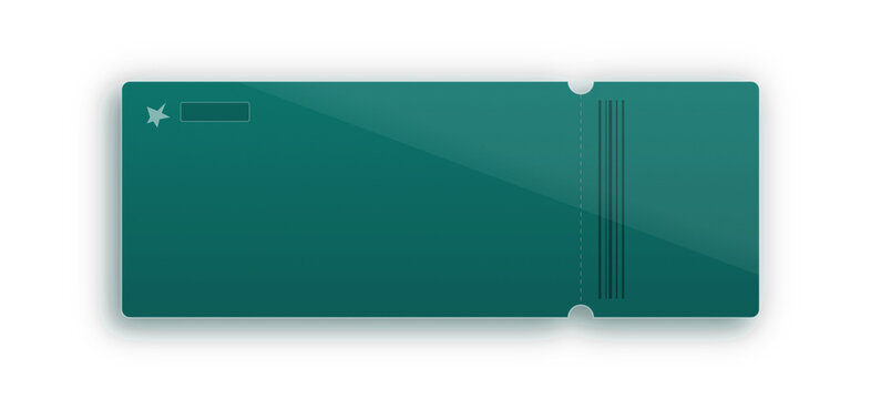Green ticket voucher template features a star emblem and a clean minimalist design.
