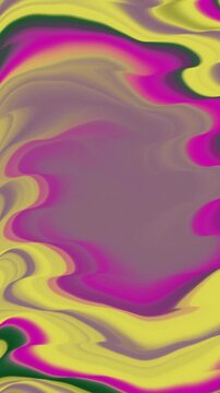 Abstract liquid background with vibrant flowing yellow and purple colors.