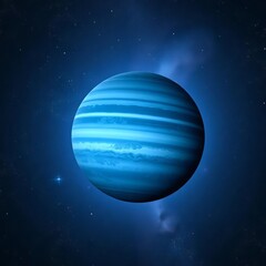 Fototapeta premium Blue planet Uranus floats amidst stars and galaxies, science, planetary