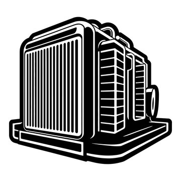 Portable generator with handle and wheel black and white silhouette