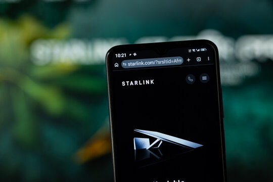 Hawthorne, United States - 03 August 2026: Close-up of Starlink homepage on a smartphone.