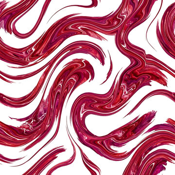 Deep red and white liquid marble swirl and fluid art seamless pattern