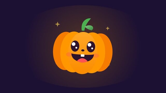 Kawaii halloween jack o lantern pumpkins pattern on dark background