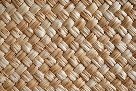 Close up of a woven natural wicker or rattan texture pattern