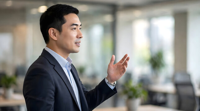 Professional businessman giving a presentation.