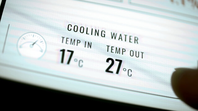 Cooling water panel showing 17 C in and 27 C out