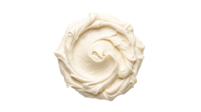 Swirl of creamy white vanilla frosting as isolated element