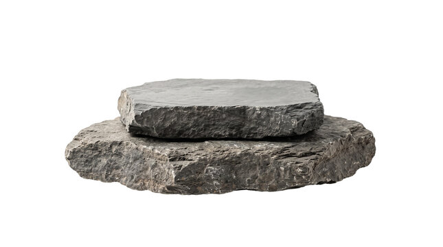 Two stacked rough grey natural stone slabs as PNG element