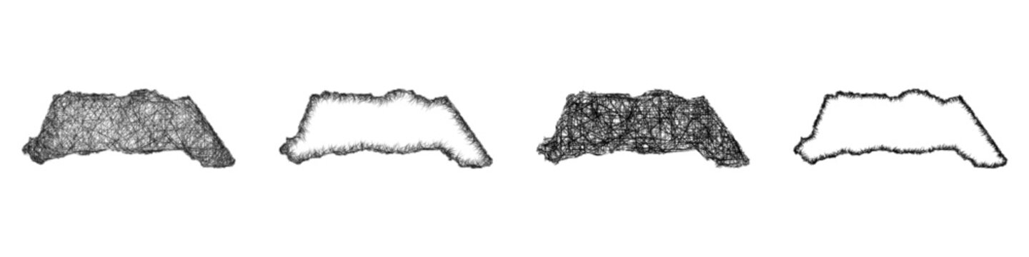Sketch monochrome Arauca (Colombia) outline map design set