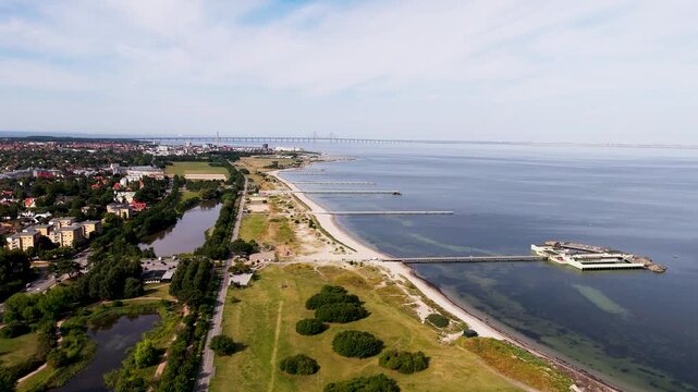 Fly over Ribersborgsstranden in Malm&ouml;, Sweden
